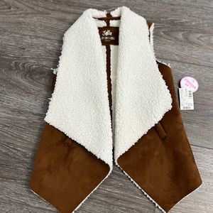 Justice brown suede with beige trim